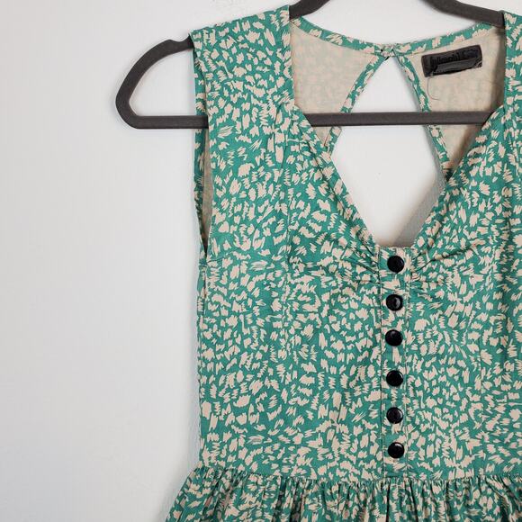 Numph Dress Skater Animal Print Spotted Button Sundress Boho Summer Size 38 - Picture 3 of 14